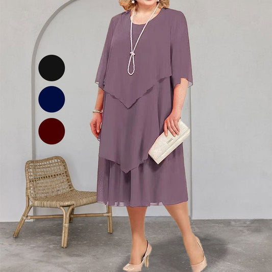 🔥49% korting👗Midikleid im Lagen-Look in großen Größen