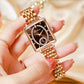 Fashion Square Dames Roségoud Diamanten Horloge