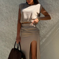 💥Elegante top en rokset met hoge split voor dames