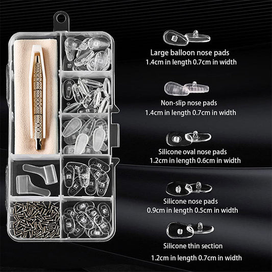 🥳 50% KORTING!👓🛠️ Reparatieset voor neuspads van brillen – vervang versleten neuspads en roestige schroefjes gewoon thuis. Geen dure opticien meer – houd je bril comfortabel en stevig! 🔧✨
