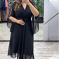 Dames elegante jurk met een halslijn naar V