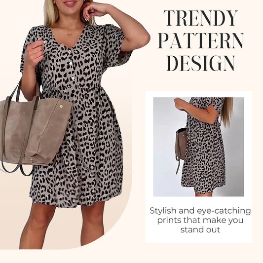 50% KORTING💥Casual V-hals Jurk met Korte Mouwen – Comfortabel, Flatterend & Perfect voor Elke Dag