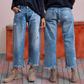 ✨Uitverkoop 50% Korting✨Denim cropped broek met rechte pijpen👖