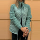 Dameswollen patchwork donsjas met pluizige voering