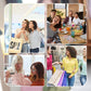 Dameswollen patchwork donsjas met pluizige voering