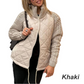 Dameswollen patchwork donsjas met pluizige voering