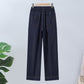 Broek met hoge taille en rechte pijpen en trekkoord