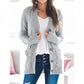 Dames herfst casual lange mouw knoop naar beneden open voorzijde kabel gebreid vest (kopen 2 gratis verzending)