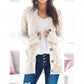 Dames herfst casual lange mouw knoop naar beneden open voorzijde kabel gebreid vest (kopen 2 gratis verzending)