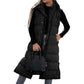 Dames Lange Donsvest | Kap en Knoopsluiting