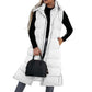 Dames Lange Donsvest | Kap en Knoopsluiting