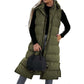 Dames Lange Donsvest | Kap en Knoopsluiting