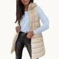 Lang gewatteerd vest met rits voor dames