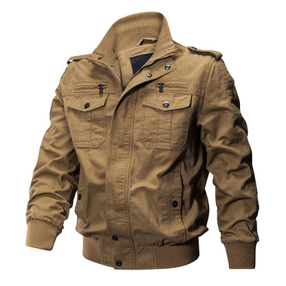 🌸 Up tot 50% korting🔥Heren militaire jas met opstaande kraag en rits