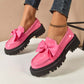 Elegante Lieve Plateau Loafers met Strik