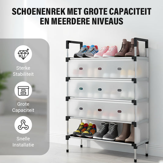 Schoenenrek met Grote Capaciteit en Meerdere Niveaus