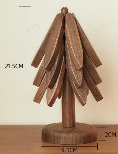 🎁 Sinterklaasactie: 50% korting🌳 Set decoratieve onderzetters van beschilderd hout in natuurlijke boomvorm