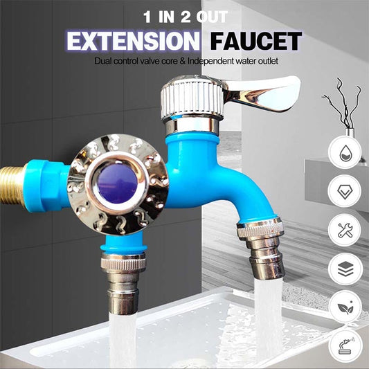 📢📢 1+1 gratis🚰 Dubbele kunststof waterkraan | 1 ingang, 2 uitgangen | twee onafhankelijke bedieningskleppen | vorst- en hittebestendig | lekvrije keramische cartridge | multifunctionele adapter voor wasmachine en vaatwasser