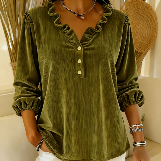 Dames Top met V-hals en Ballonmouwen