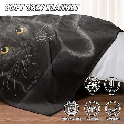 🎉All-Season Knusse Dekentje met Zwarte Kat🐾