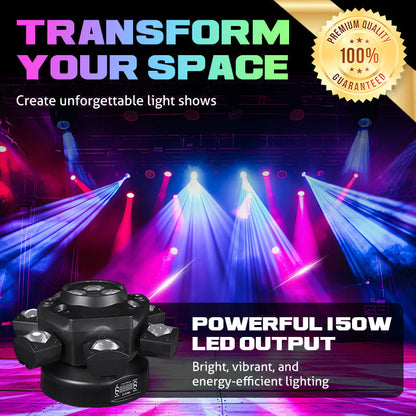 🔈✨ Nu 60% Korting – Beperkte Tijd! ⏰ Multi-Beam LED Sfeerverlichting – 6 Beweegbare Lichten, Geluidsgeactiveerd & Met Afstandsbediening!