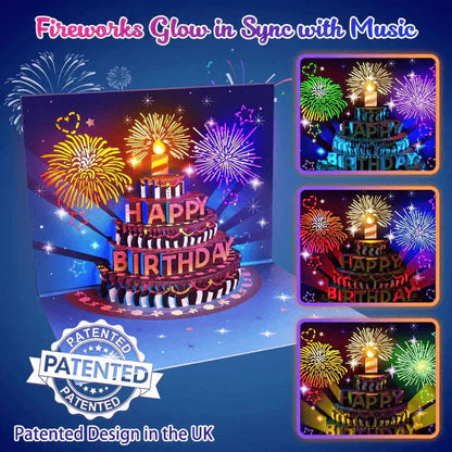 🔥Beste cadeau 52% KORTING🎁Vuurwerk pop-up taart met licht en muziek, verjaardagskaart cadeau