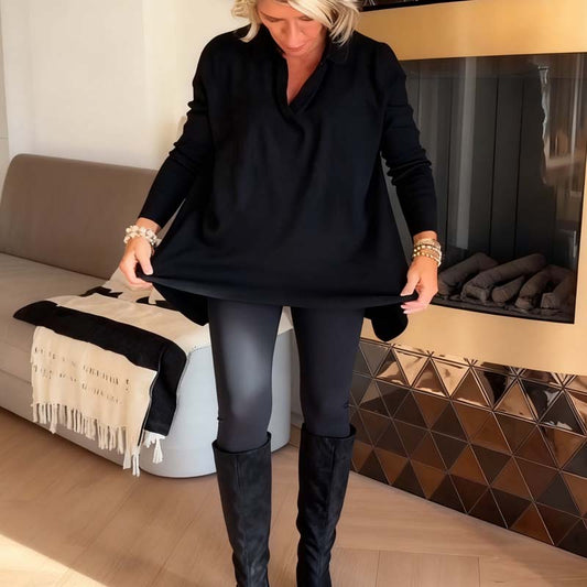 Casual damestop met overhemdkraag en lange mouwen