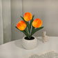 LED Tulp Nachtlamp - Bloem Tafellamp met 3 Takken USB Decoratief Licht