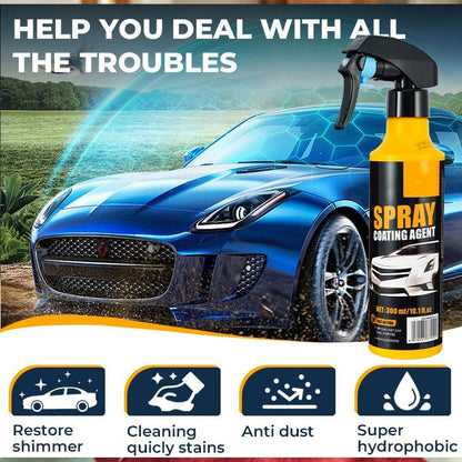 🚗3-in-1 SiO₂ keramische snelcoatingspray – wassen zonder water, streeploze glans en waterafstotende bescherming