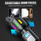 Multifunctionele LED-zaklamp met zoomfunctie en vermogensdisplay