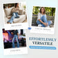 Dames Hoge-Taille Uitlopende Jeans met Slijtdetails