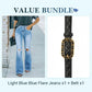 Dames Hoge-Taille Uitlopende Jeans met Slijtdetails