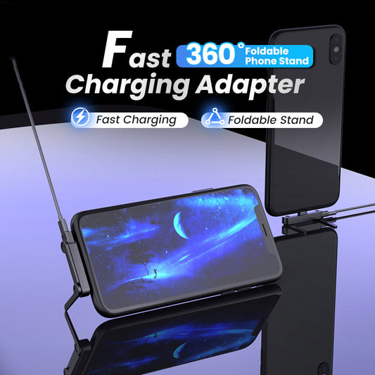 Snelladeradapter met 360° opvouwbare telefoonstandaard