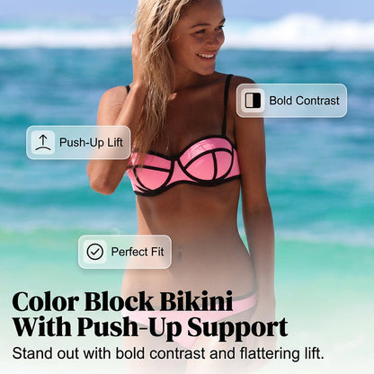 Dames Sexy Color Block Bikini Set