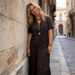❤️‍🔥Dames V-hals luipaardprint maxi-jurk