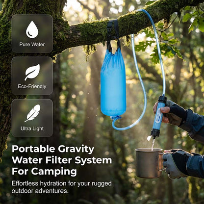 Draagbaar zwaartekrachtwaterfiltersysteem