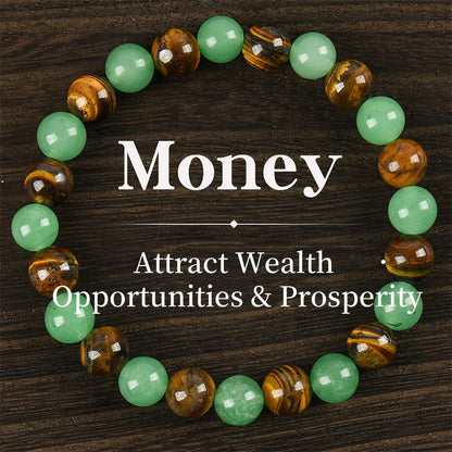 💚Armband voor geld aantrekking met groene aventurijn & tijgeroog 🧲