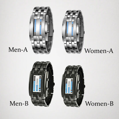 ⌚ Beperkte tijd 60% korting! ✨ Horloge voor heren - binaire led, roestvrij staal, blauw licht, sportief, waterbestendig, modern ⚡