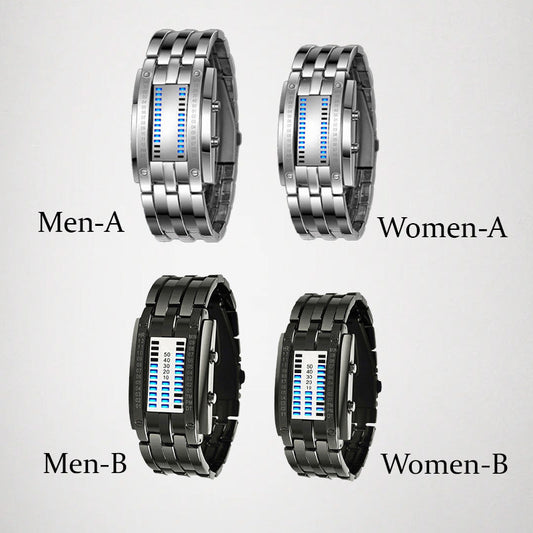⌚ Beperkte tijd 60% korting! ✨ Horloge voor heren - binaire led, roestvrij staal, blauw licht, sportief, waterbestendig, modern ⚡
