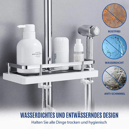 🌟Douchestang Rekje - Zonder Boren - Verstelbare Badkamer Organiser - Roestvrij & Ruimtebesparend - Universele Pasvorm