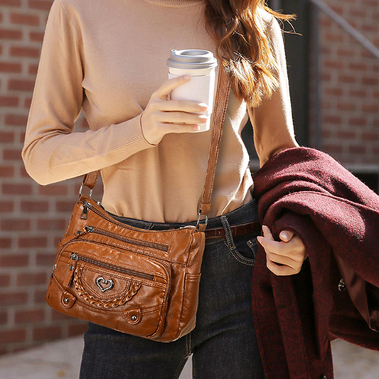 👜Dames echt leren crossbody tas met hart