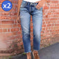 👖Modieuze slim-fit jeans met distressed look voor dames.