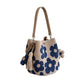 🌼Gehaakte Dames Bucketbag met Bloemenmotief – Lichte Boho Schoudertas voor Zomer en Dagelijks Gebruik