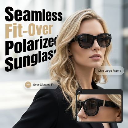 🕶️👓  Brildragers opgelet: deze oversized zonnebril schuift over je eigen bril en je ziet eruit als een filmster – geen dure clip-on, geen geknipper met lenzen!