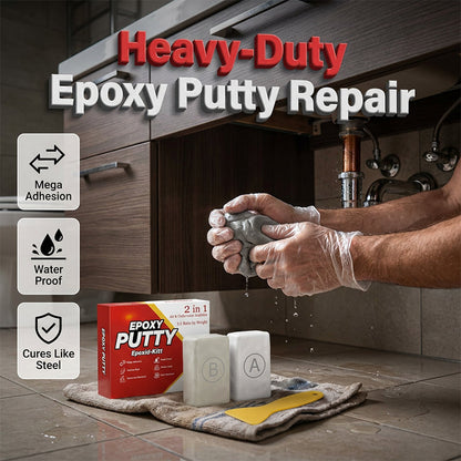 🔥 Heavy-Duty Epoxy Reparatiekit | 1:1 Mengverhouding | Hardt Onder Water Uit | Boorbaar/Schuurbaar/Overschilderbaar | Hard Als Staal | Wit/Zwart 200g