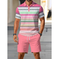 🔥 Heren casual set met korte mouwen, sportieve strandmode voor de zomer, ruitpatroon, slim-fit, boven de knie.