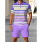 🔥 Heren casual set met korte mouwen, sportieve strandmode voor de zomer, ruitpatroon, slim-fit, boven de knie.