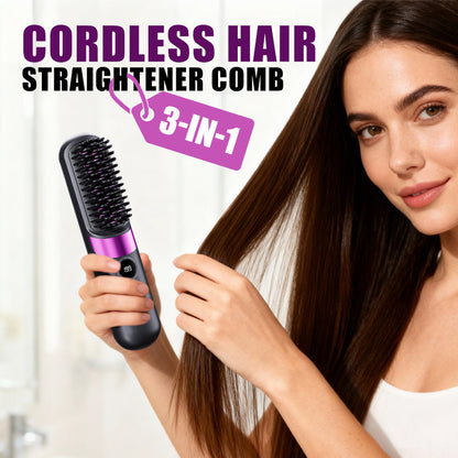 Vandaag -50%! 💇‍♀️ 3-in-1 Draadloze strijkborstel