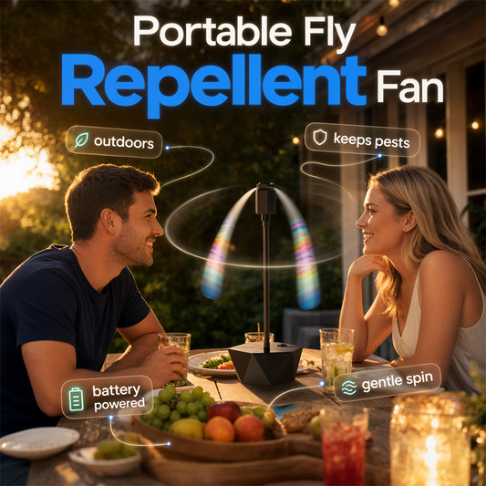 Opvouwbare vliegenwerende ventilator (USB-oplaadbaar, voor buiten)