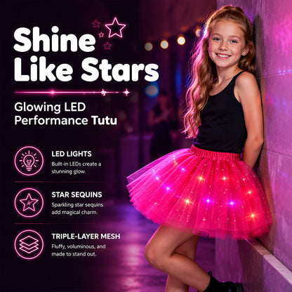 LED-Lichtende Tutu-rok – Drievoudige Tule & Glinsterende Pailletten